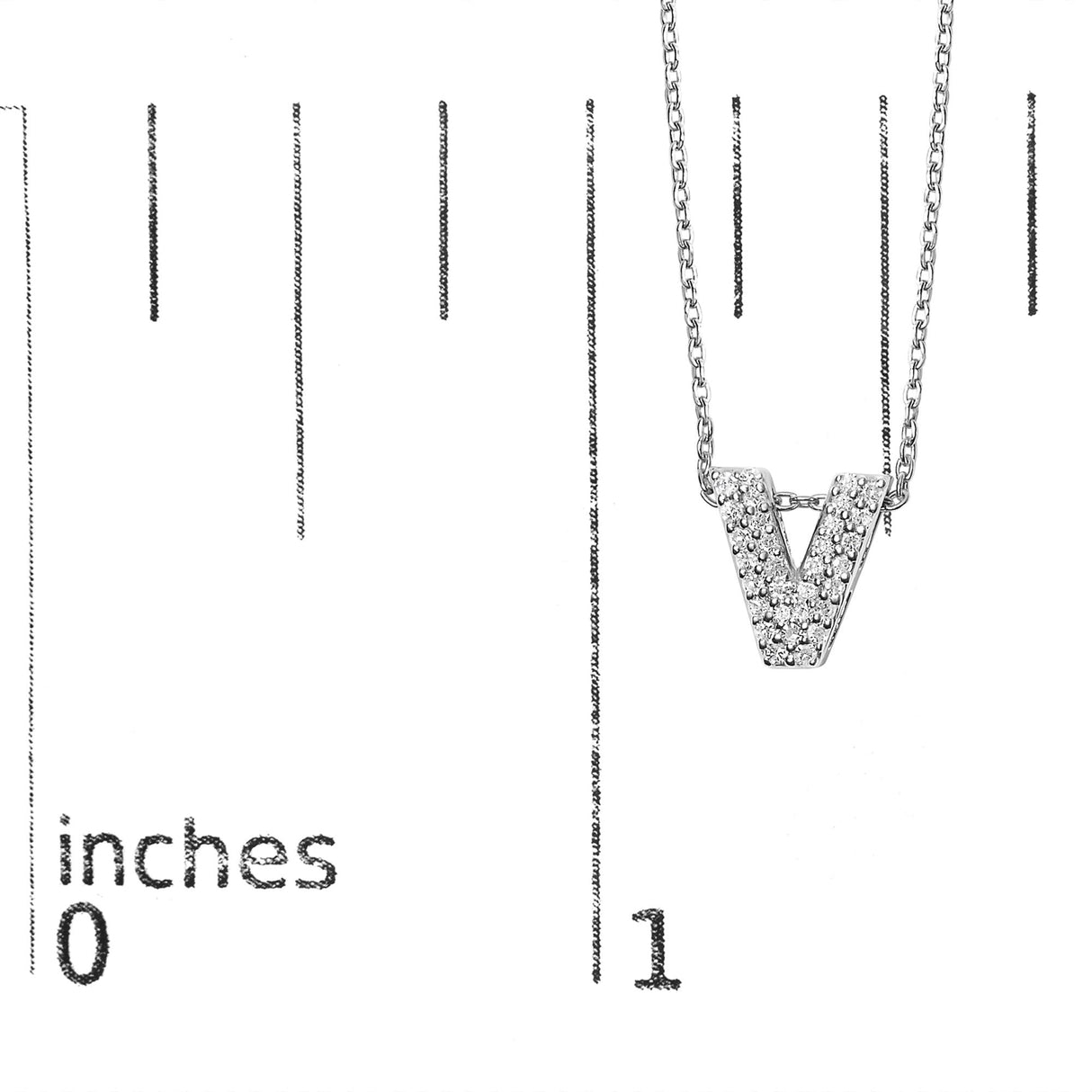 10K White Gold Diamond Accent "A-Z" Initial Bubble Pendant Necklace