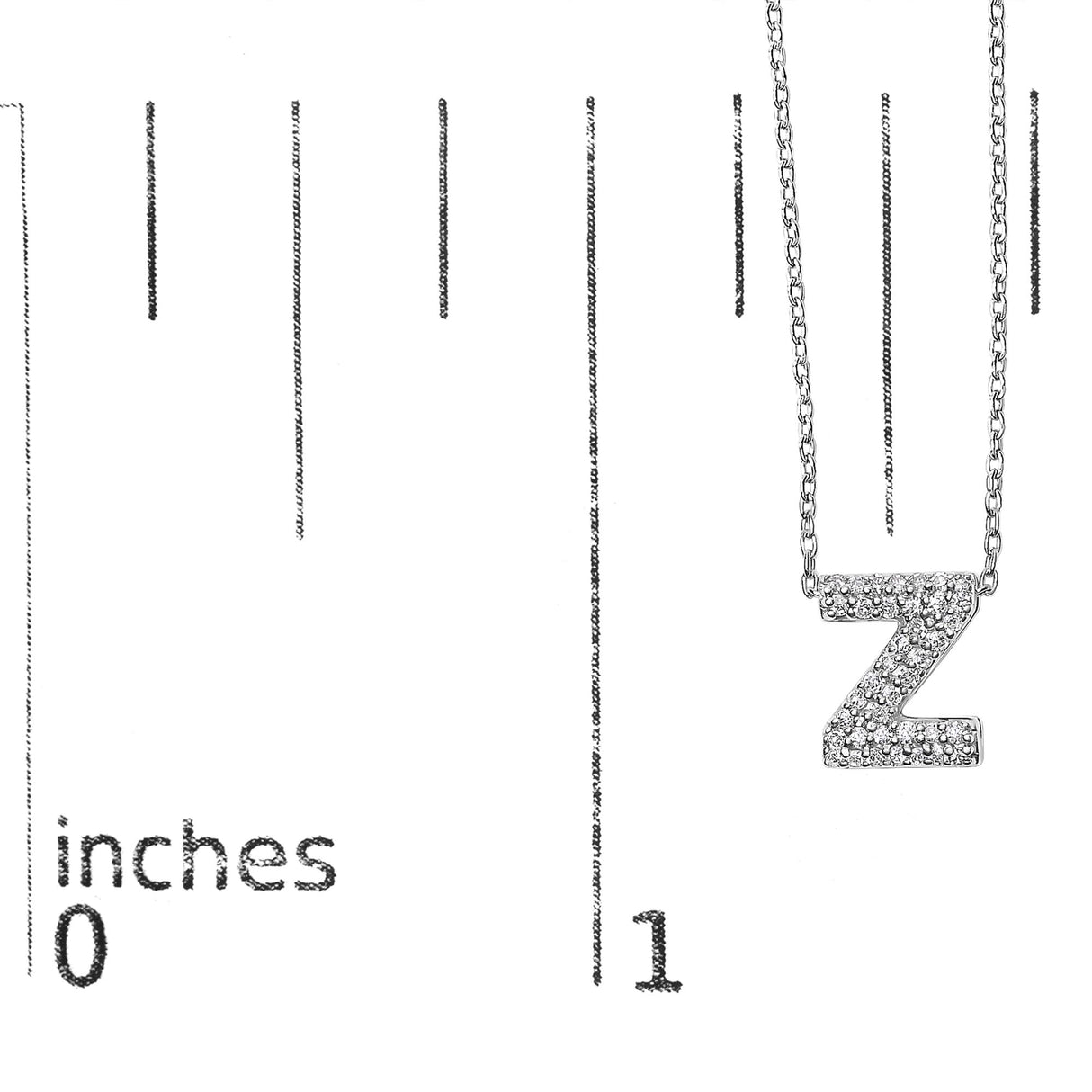 10K White Gold Diamond Accent "A-Z" Initial Bubble Pendant Necklace