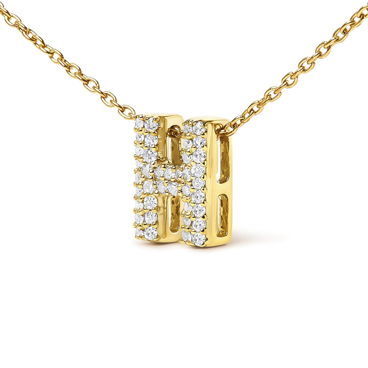 10K Yellow Gold Diamond Accent "A-Z" Initial Bubble Pendant Necklace