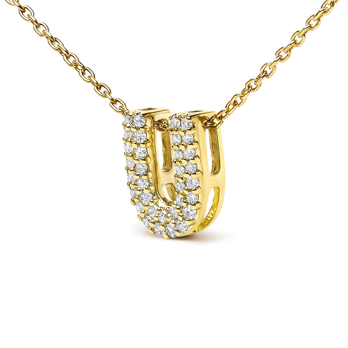 10K Yellow Gold Diamond Accent "A-Z" Initial Bubble Pendant Necklace