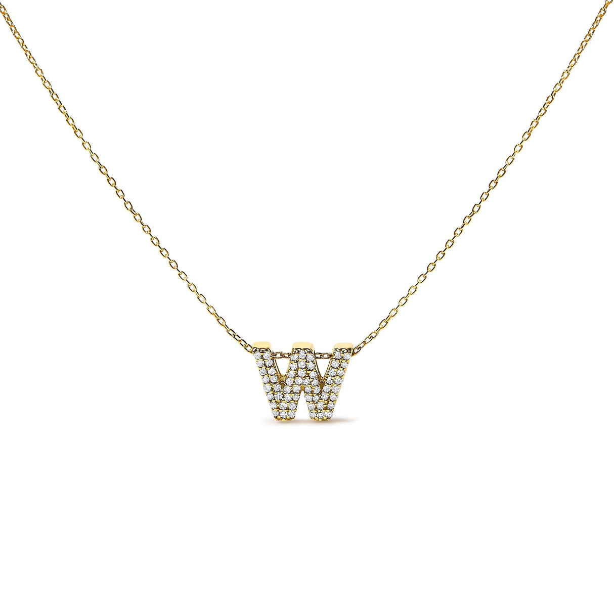 10K Yellow Gold Diamond Accent "A-Z" Initial Bubble Pendant Necklace