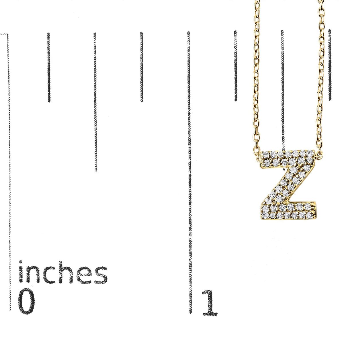 10K Yellow Gold Diamond Accent "A-Z" Initial Bubble Pendant Necklace
