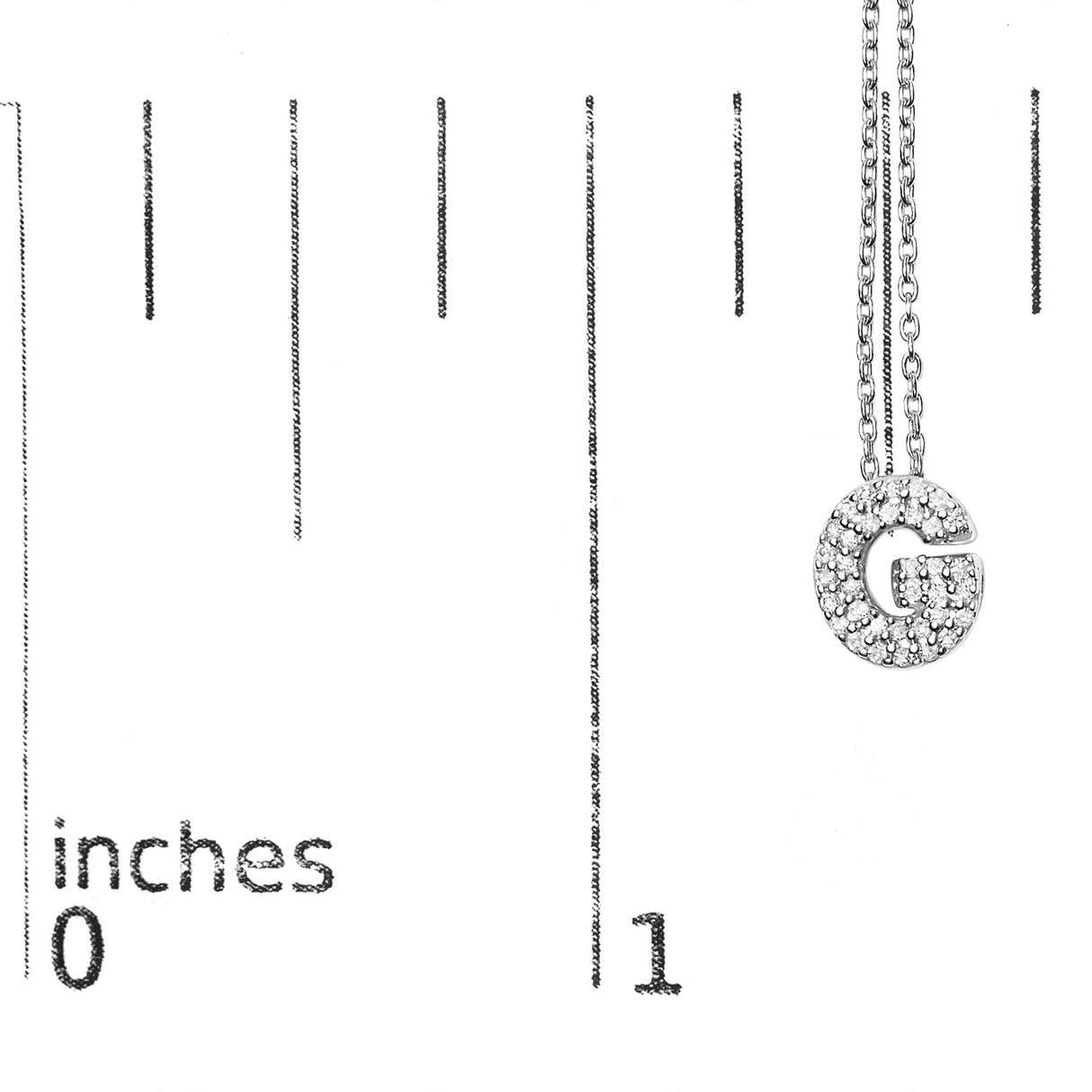 10K White Gold Diamond Accent "A-Z" Initial Bubble Pendant Necklace