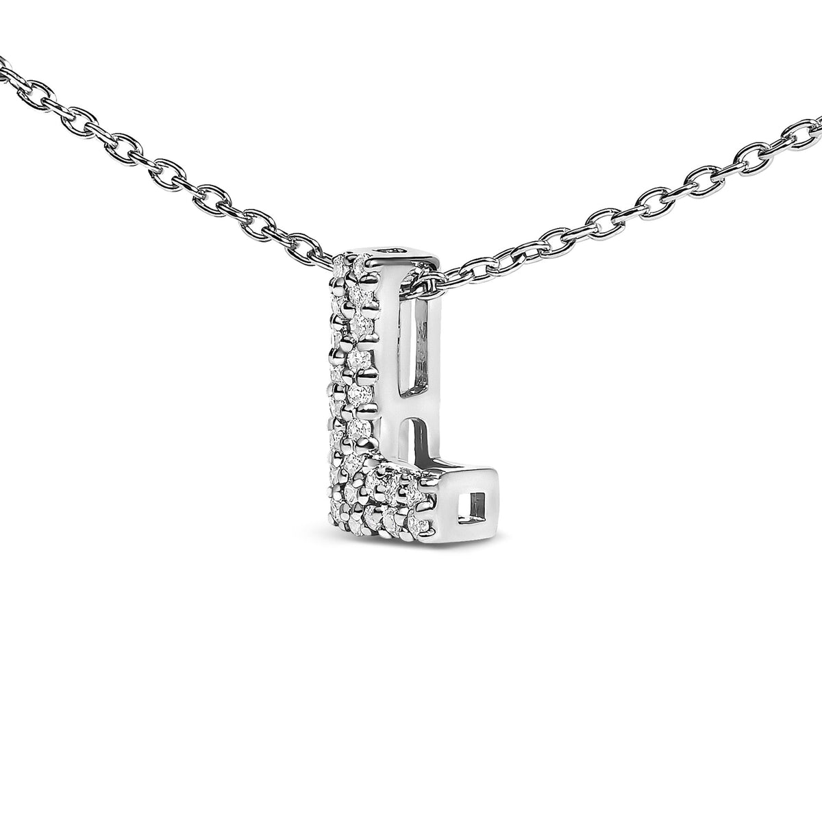 10K White Gold Diamond Accent "A-Z" Initial Bubble Pendant Necklace