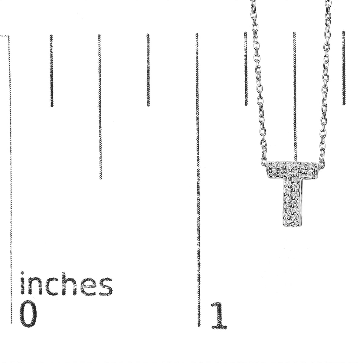 10K White Gold Diamond Accent "A-Z" Initial Bubble Pendant Necklace