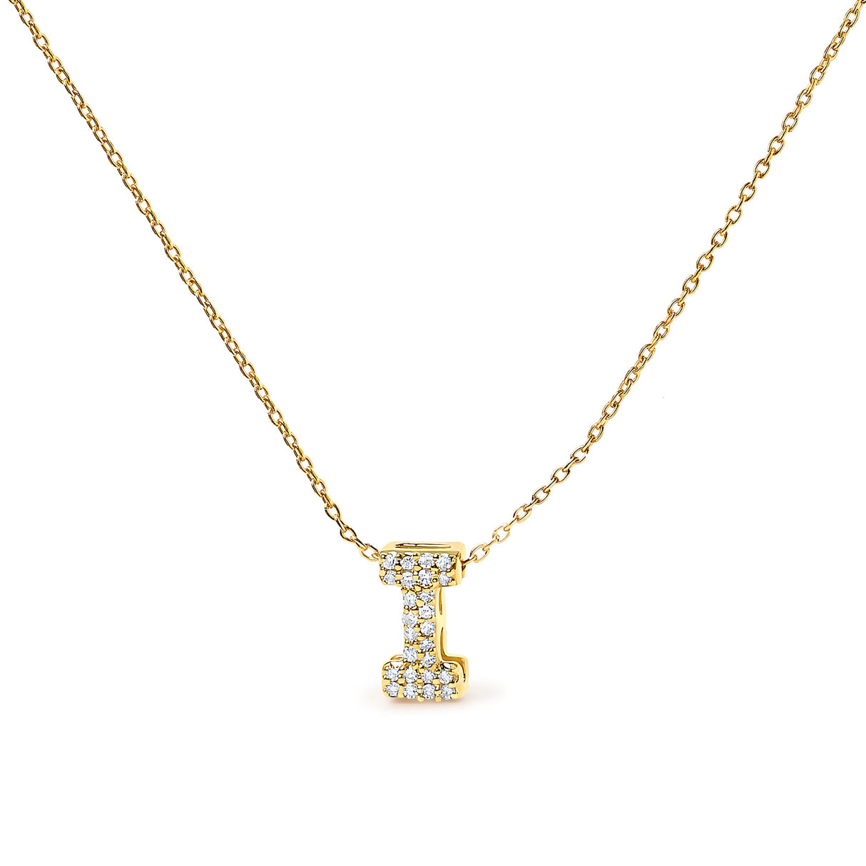 10K White Gold Diamond Accent "A" Initial Bubble Pendant Necklace