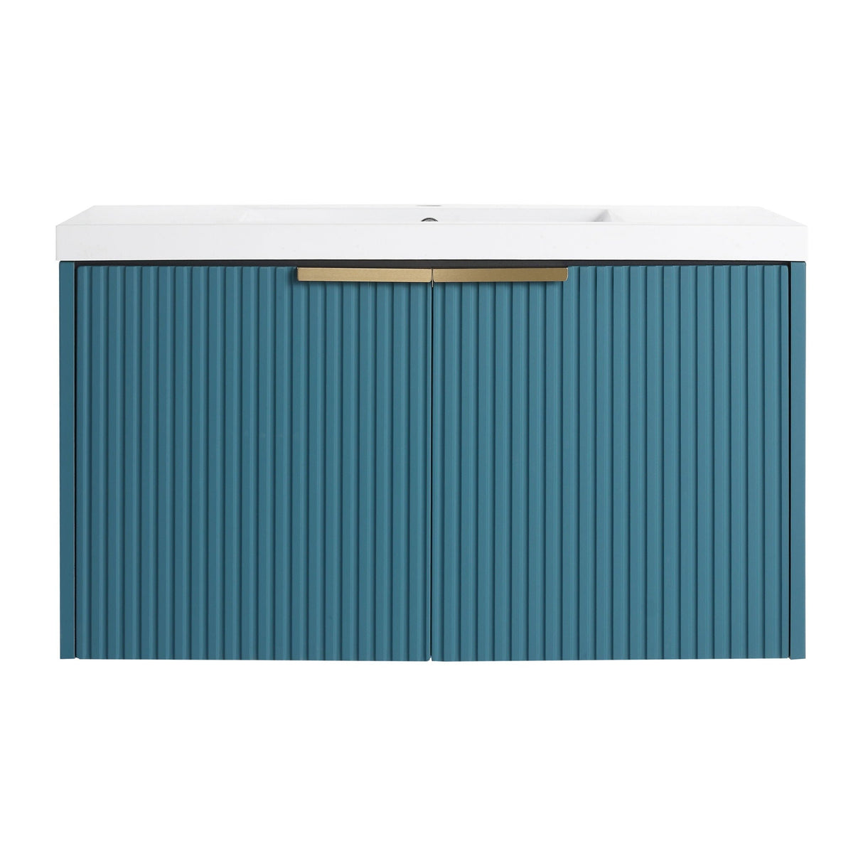 Contemporary Wall Mounted Bathroom Vanity With Resin Double Sink