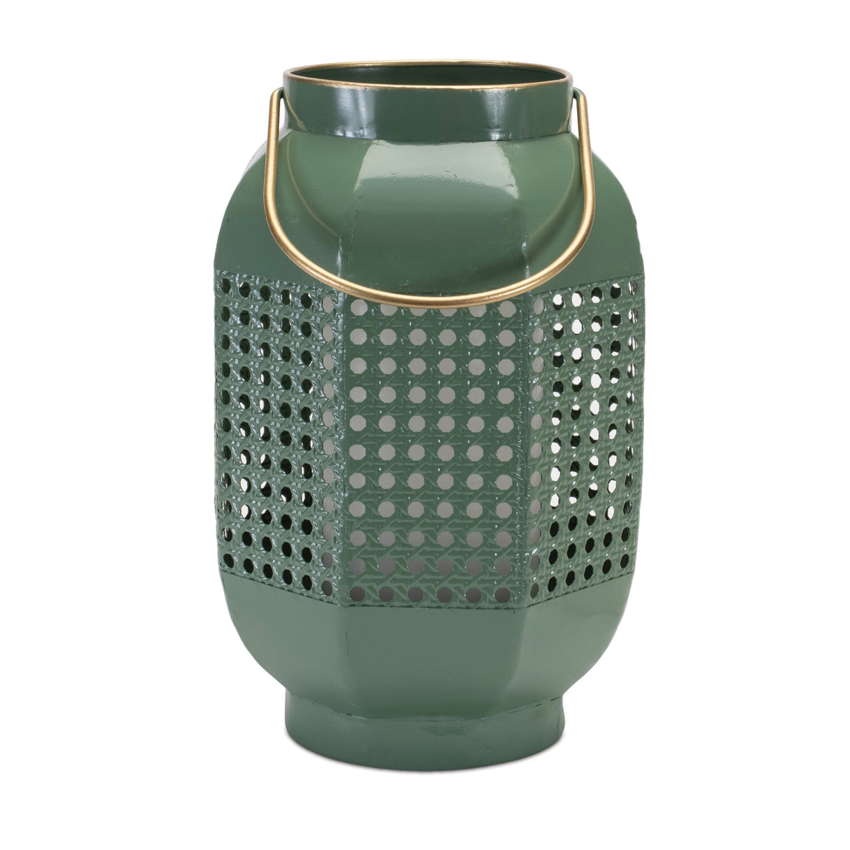Hexagon metal lantern with gold accent (set of 2)