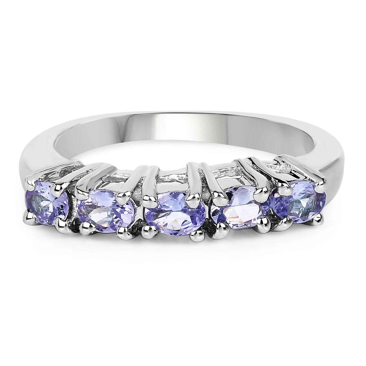0.85 Carat Genuine Tanzanite .925 Sterling Silver Ring