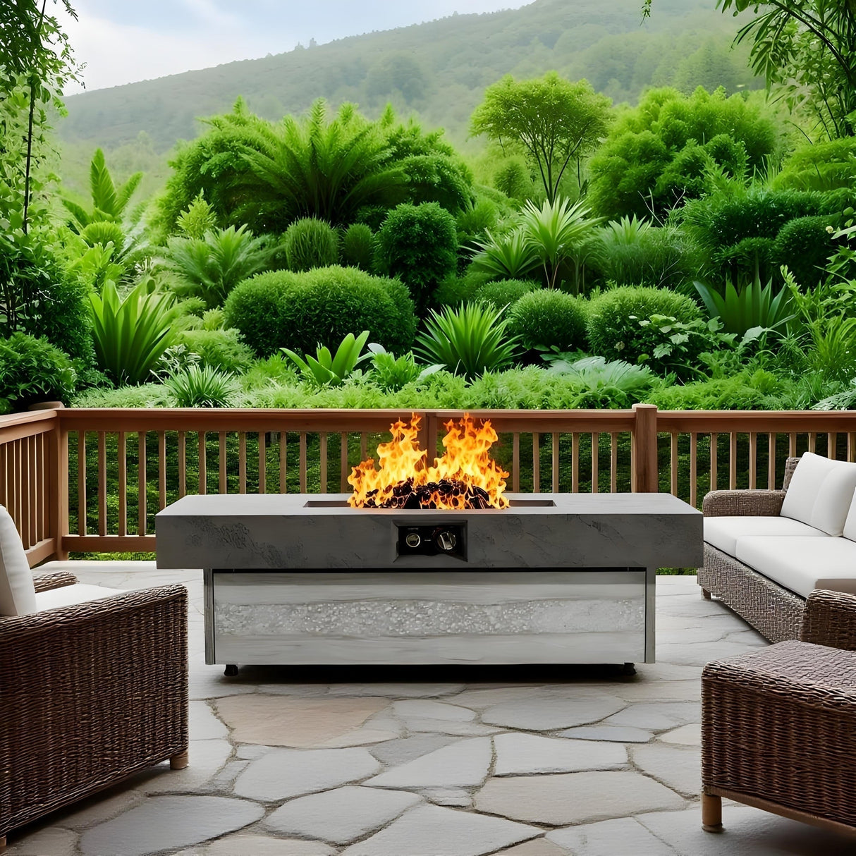 Outdoor Firepit Table 48 x 24 Inch Rectangle Fire Pit Table