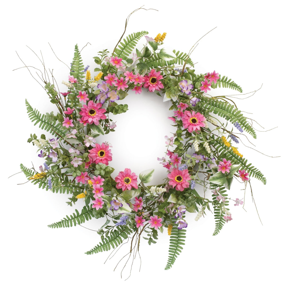 Mixed fern floral wreath 20"d