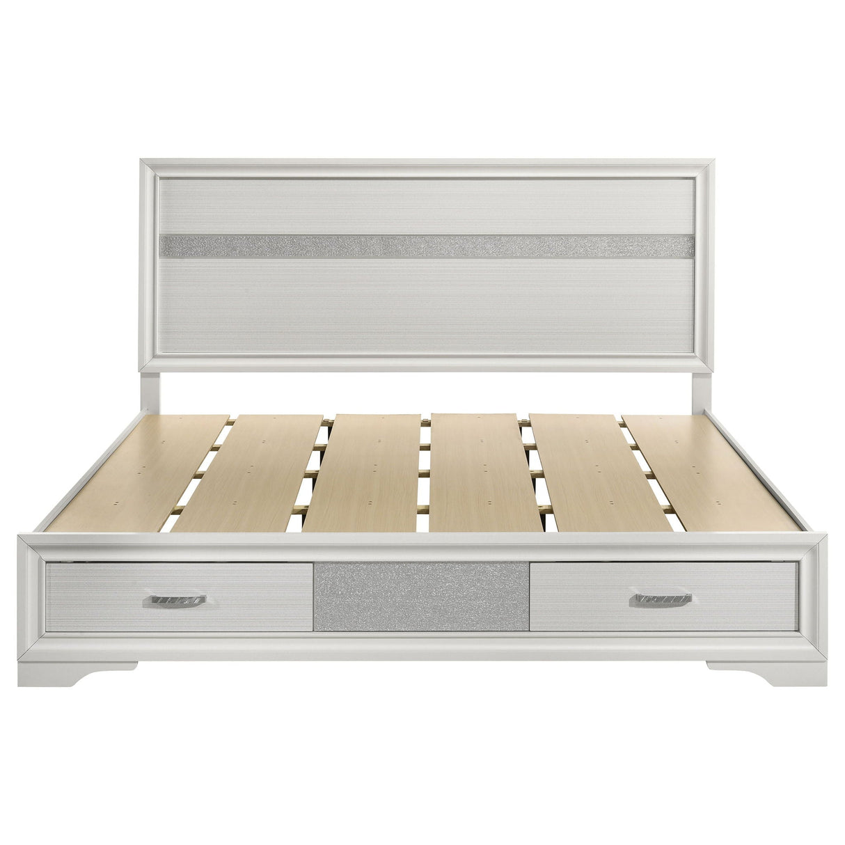 California King Storage Platform Bed With 2 Drawer - White