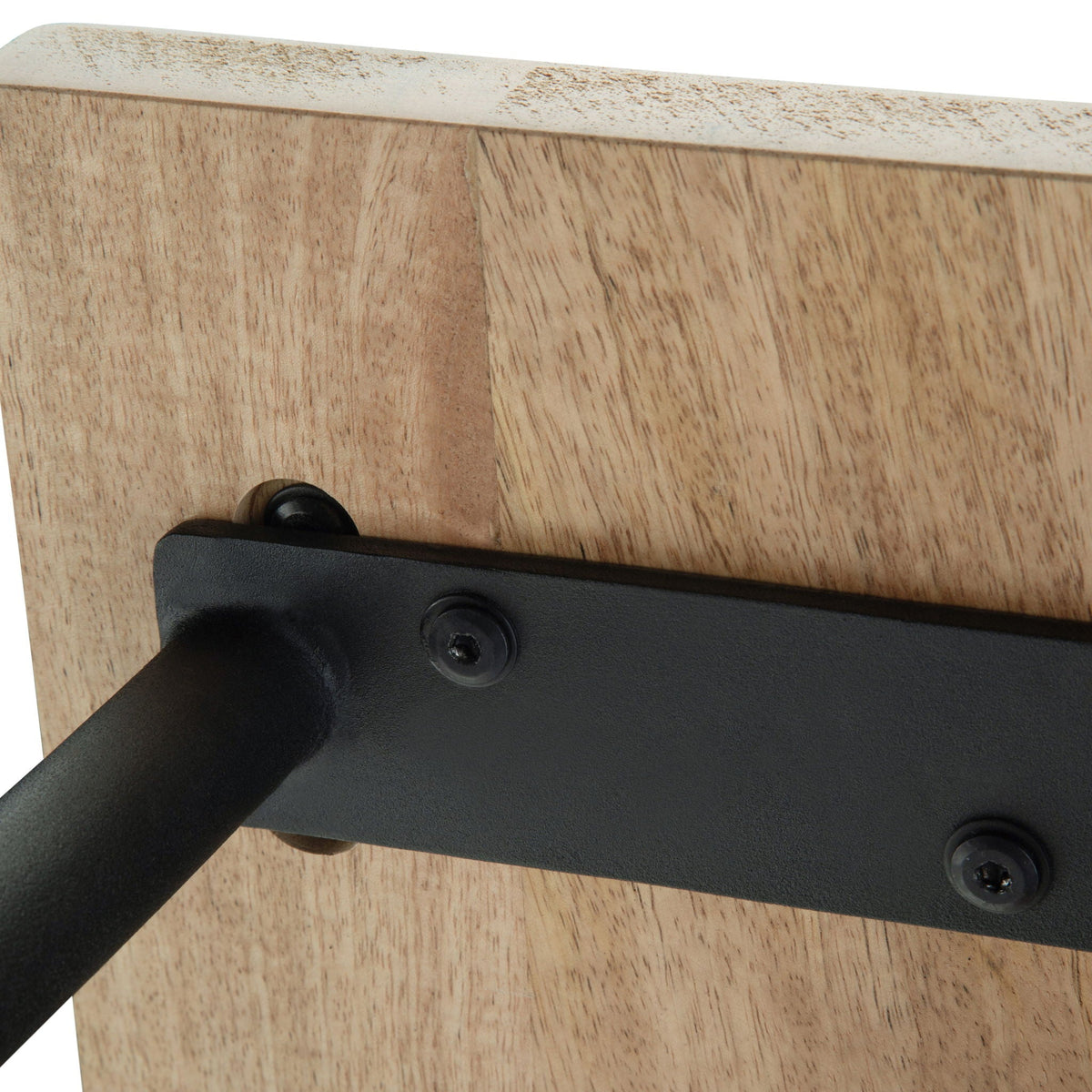 Light Brown Entryway Bench with Metal Legs - Solid Wood