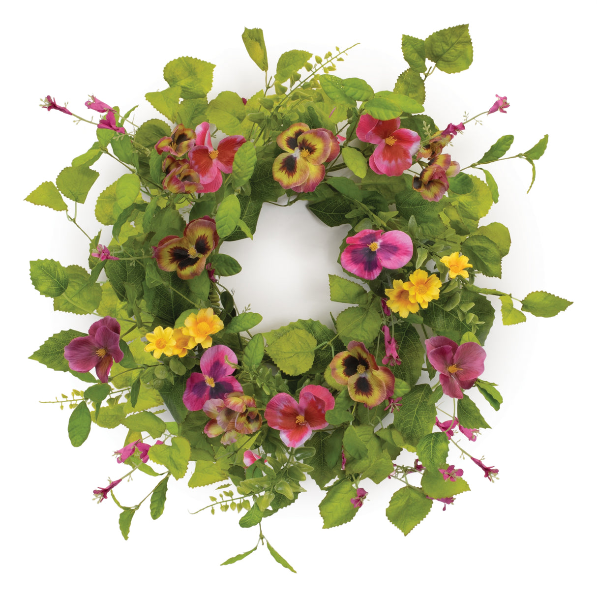 Mixed Pansy Floral Candle Ring 16"D