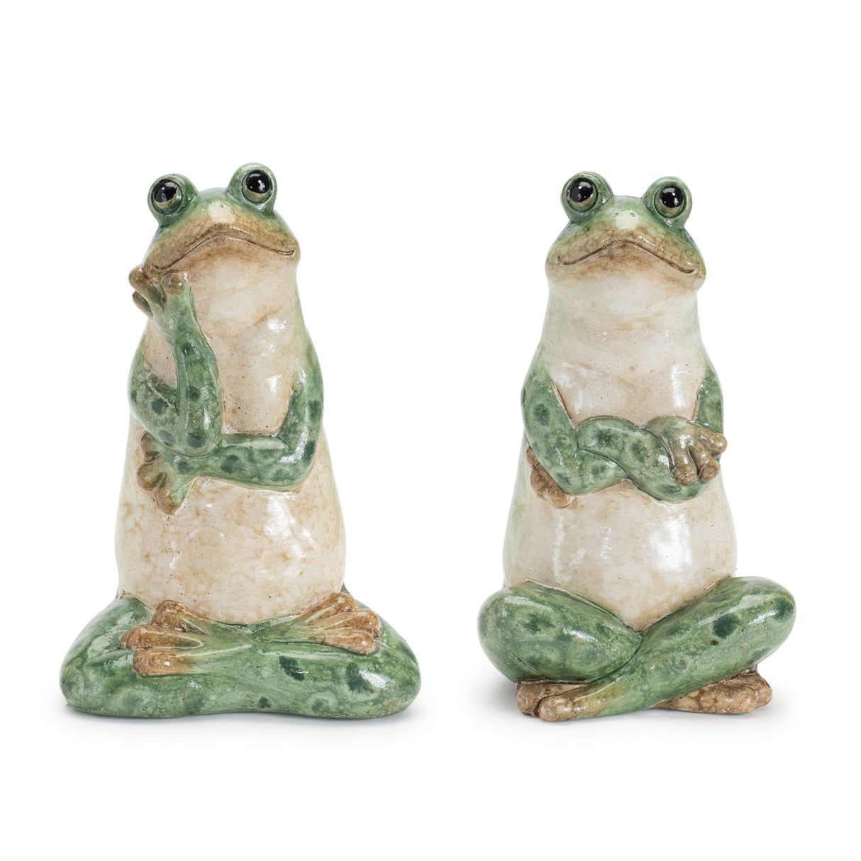 Ceramic-Garden-Frog-Statue-(Set-of-2)-Sculptures-&-Statues