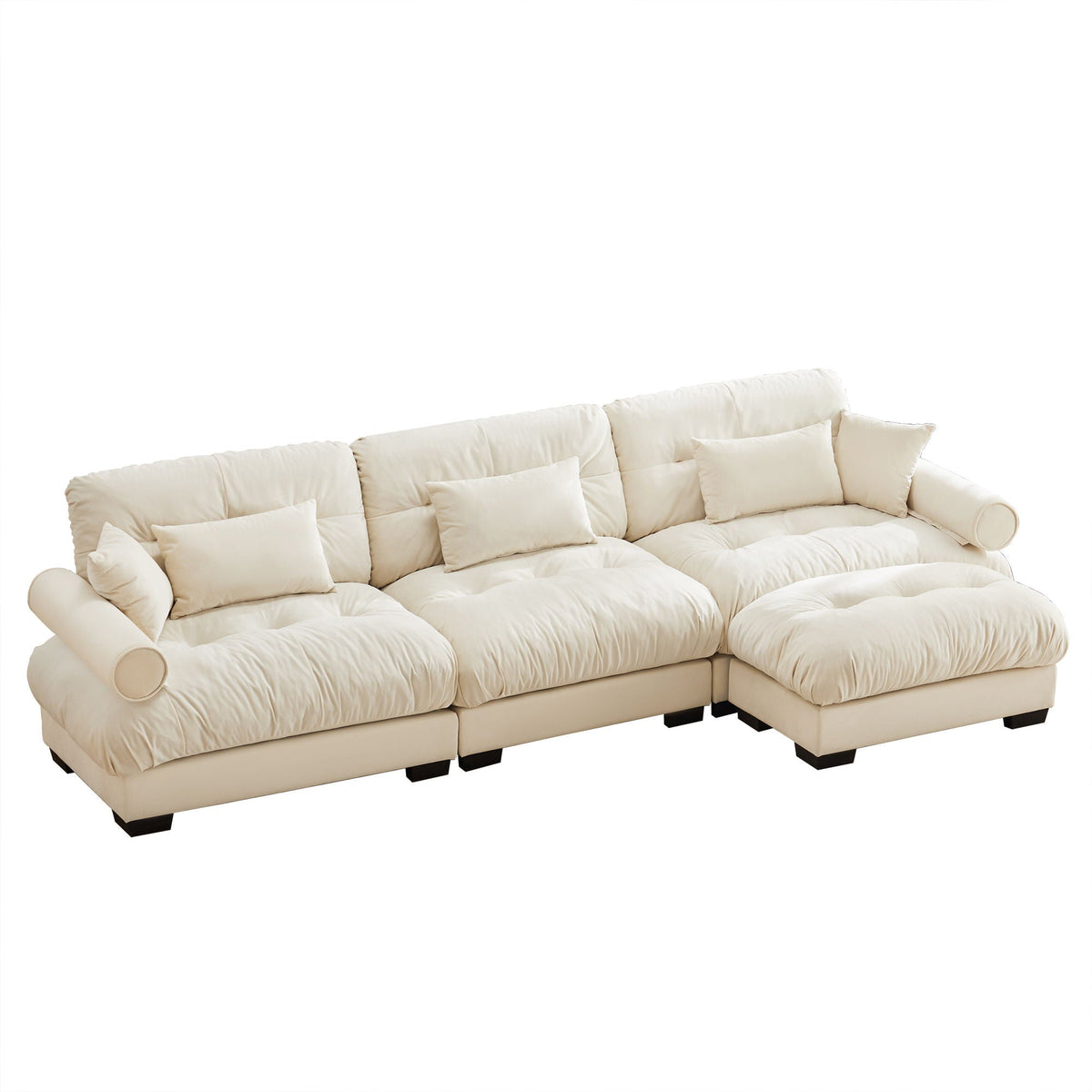 Oversized Modular Sectional Sofa with Movable Ottoman - Fabric, Multiple Colors