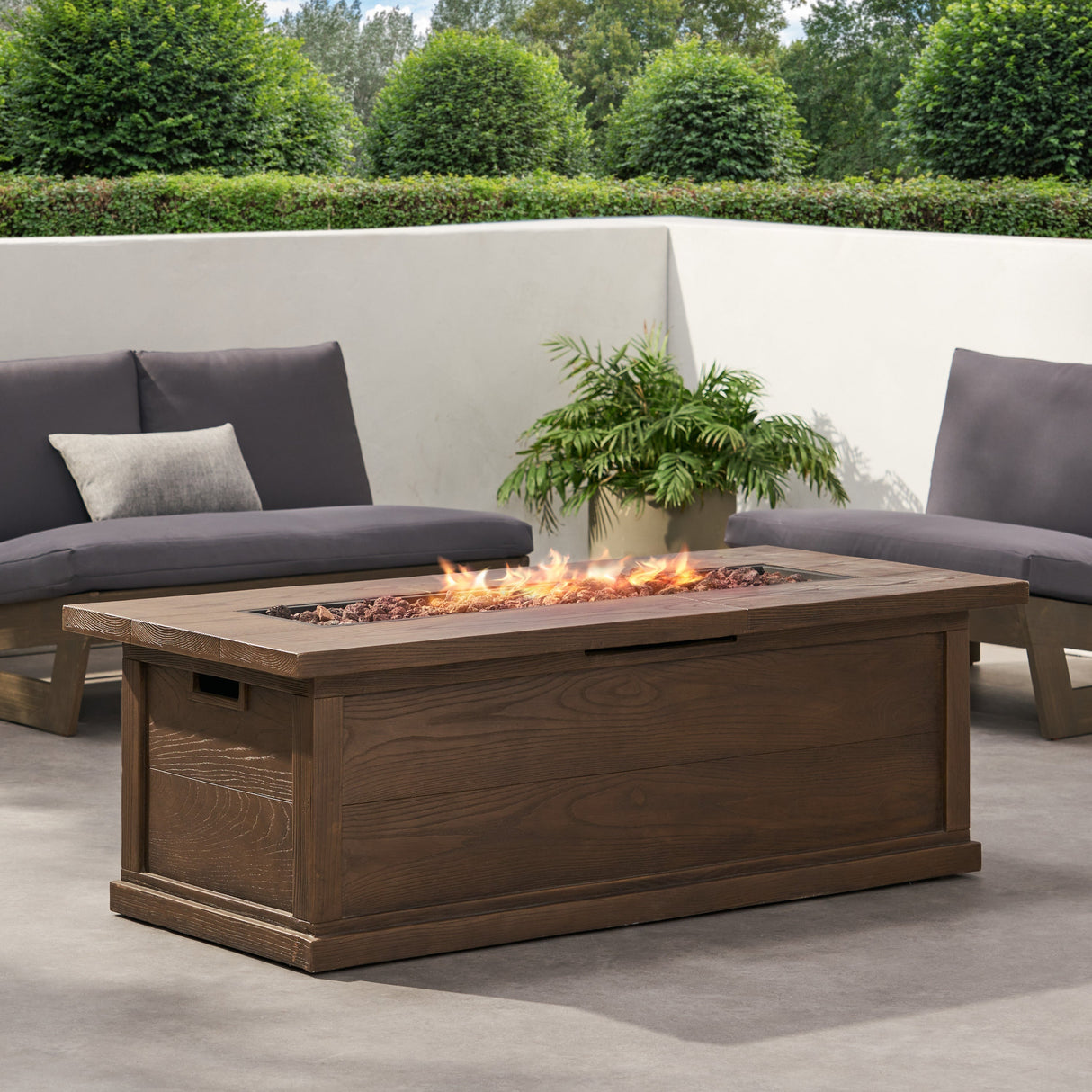 Transitional 56'' Rectangular Outdoor MGO Propane Fire Pit with 50,000 BTU