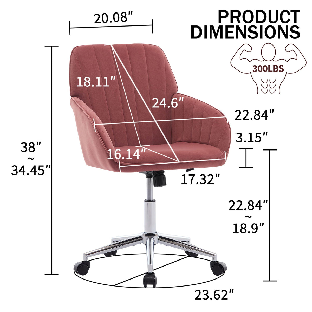 Adjustable Ergonomic Office Chair, Swivel Backrest Seat