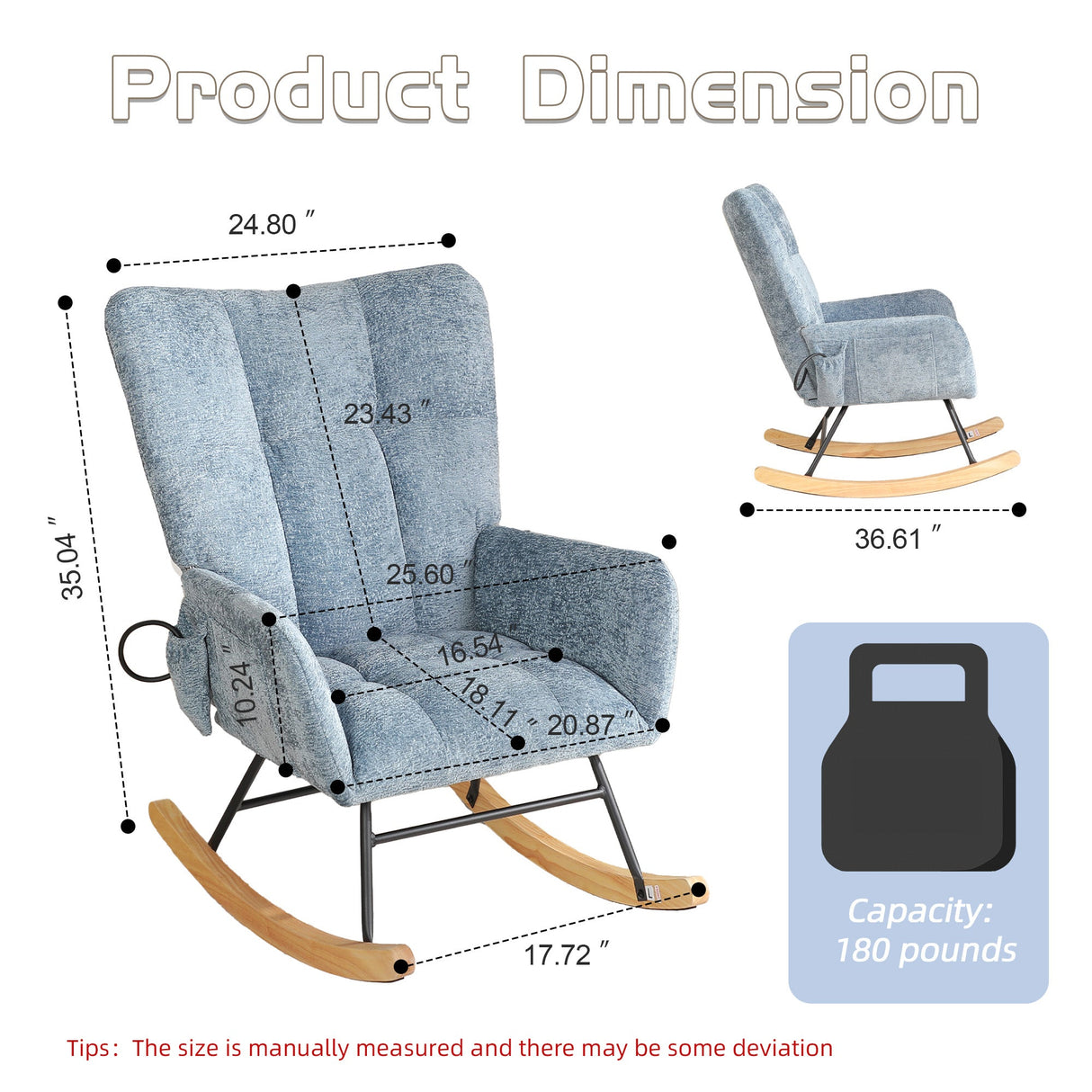 Modern Accent Rocking Chair with Solid Wood Legs