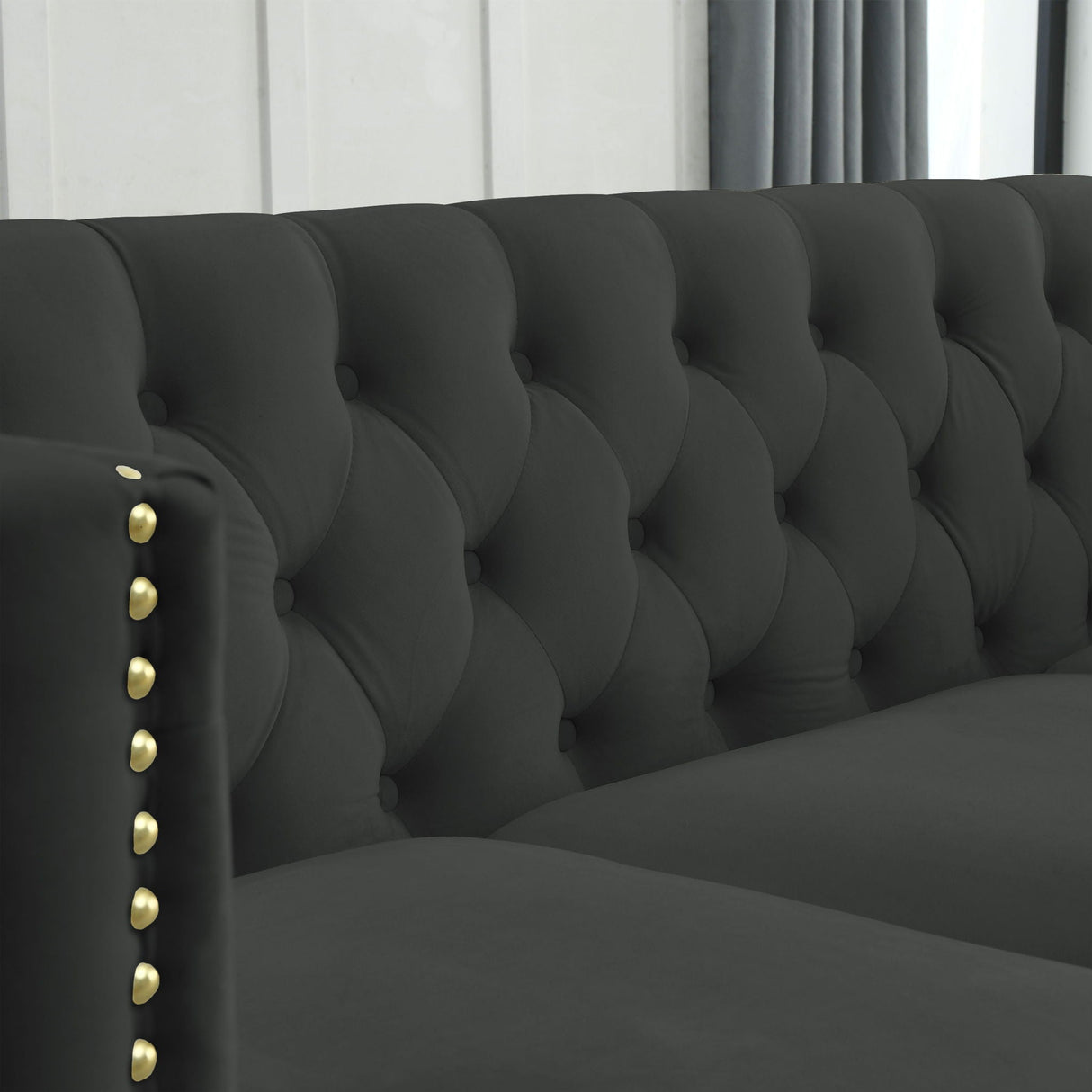 Upholstered Couch Sofa With Button Tufting For Living Room