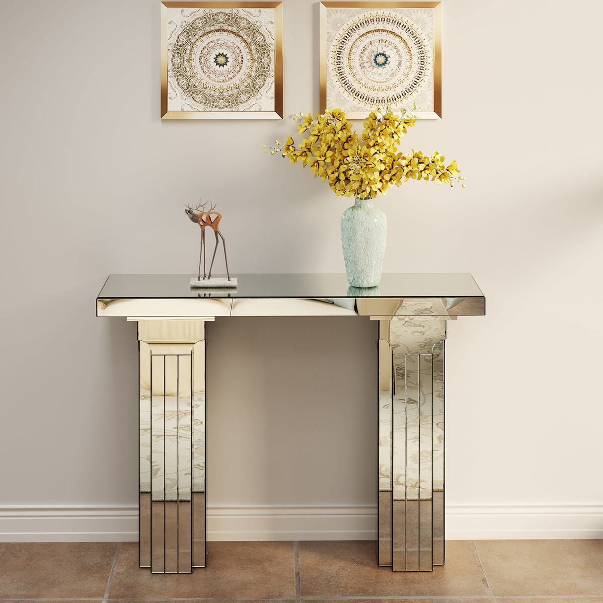 Mirrored Console Table Wide Bling