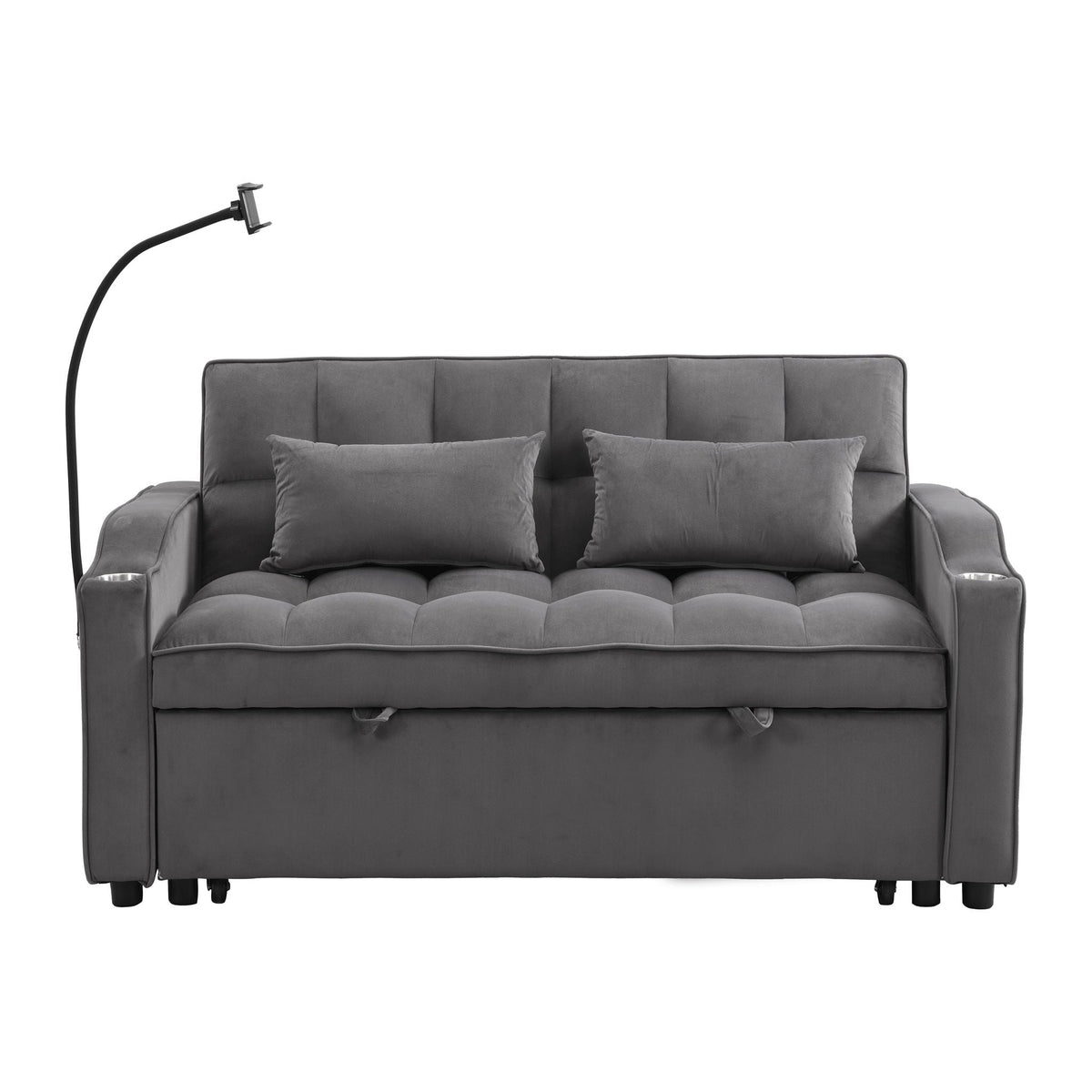 Sofa Bed With Trundle For Small Rooms - Dark Gray
