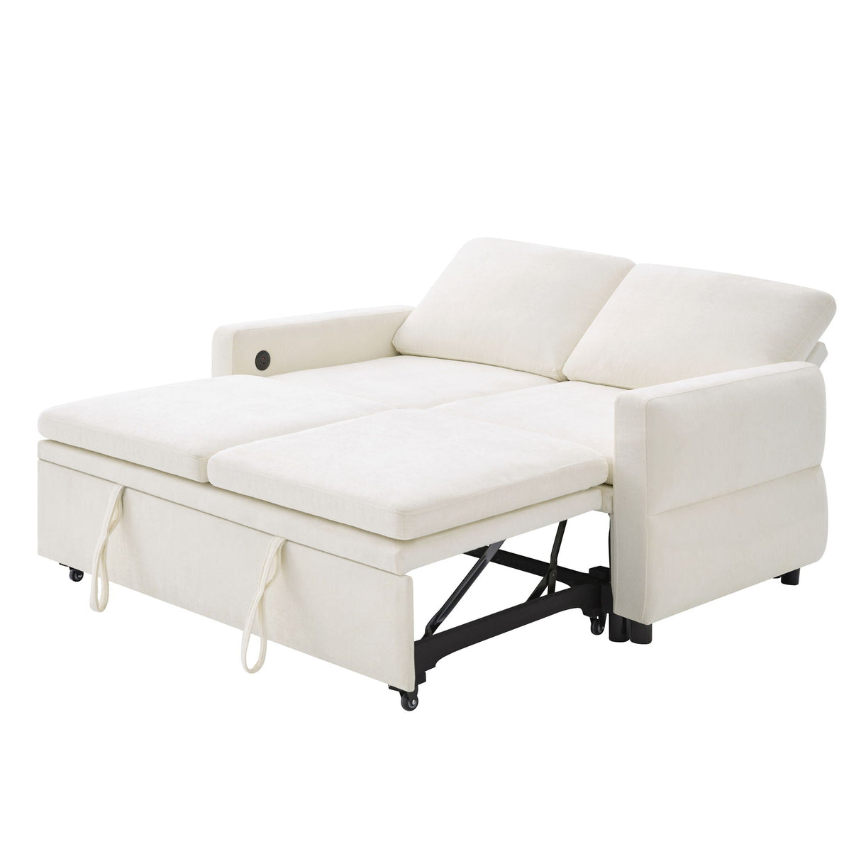 Convertible Sofa Bed Loveseat With Adjustable Backrest And USB Ports