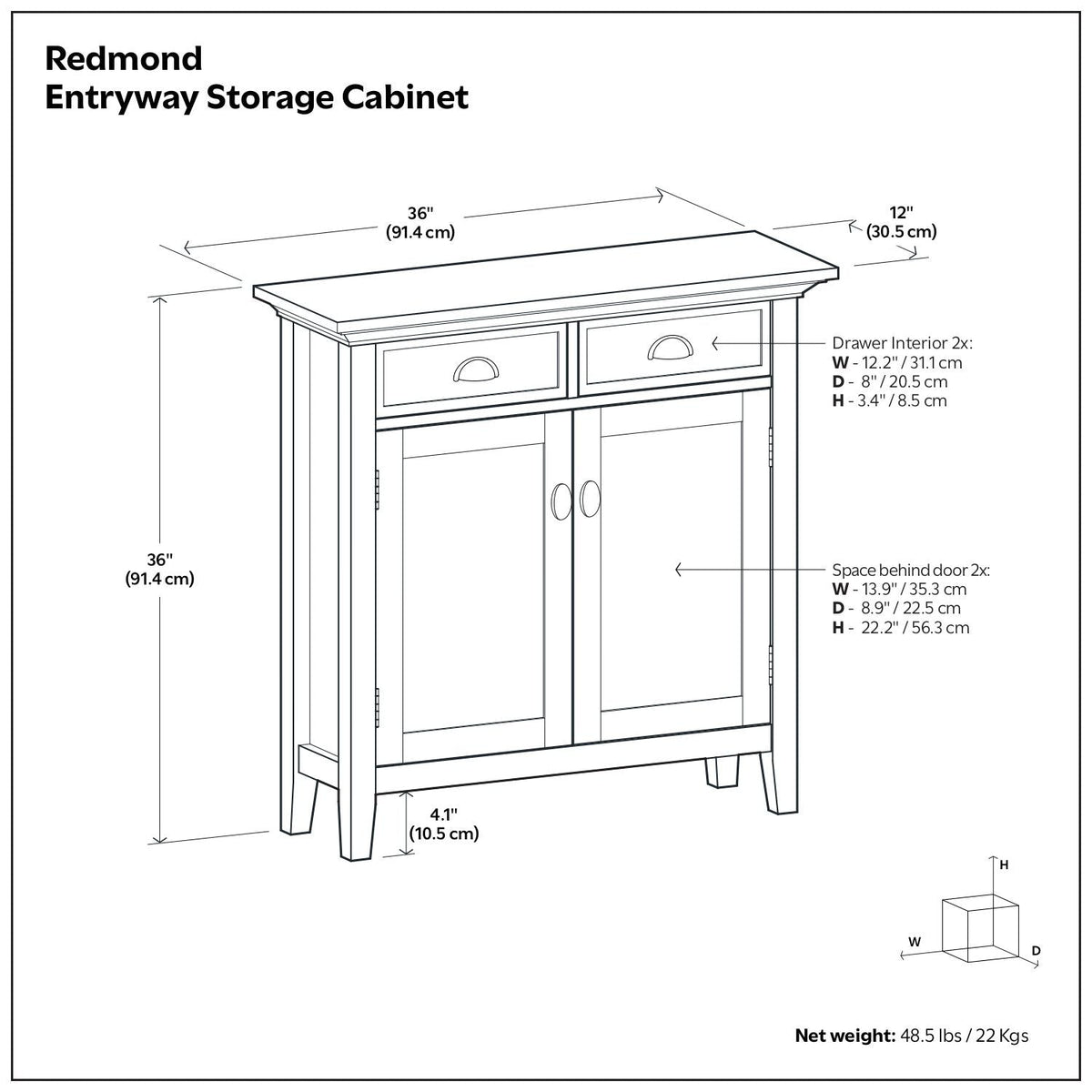 Redmond - Entryway Cabinet With Adjustable Shelves And Drawers - Brown