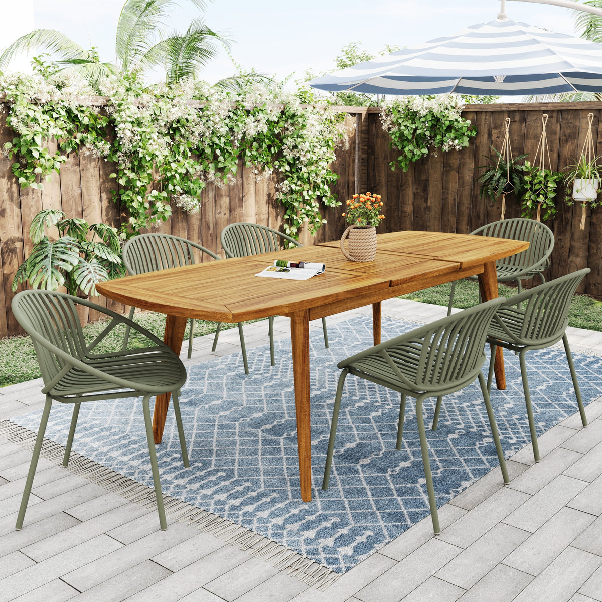 Patio Dining Chairs Stackable Chairs with Breathable Design (Set of 2)
