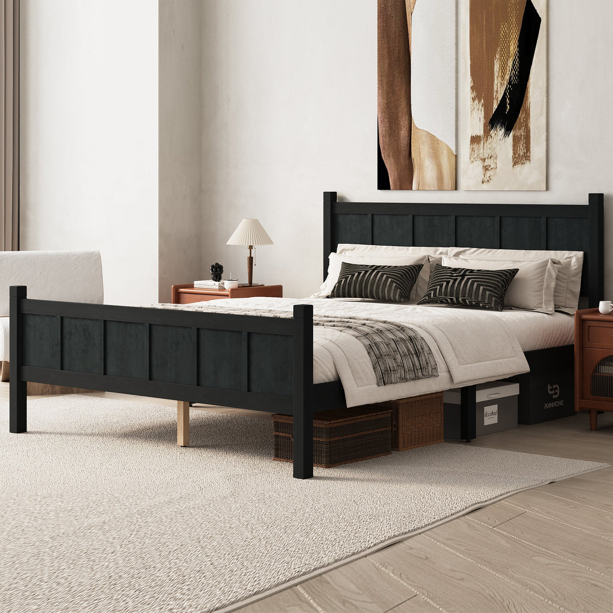 Queen Size Flat Panel Bed with Headboard & Footboard
