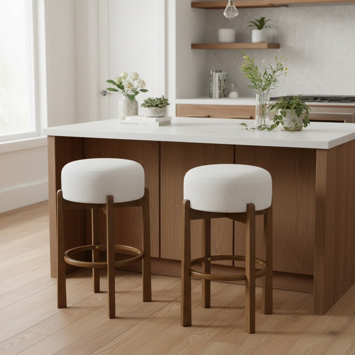 Vera Indoor Wooden Upholstered Barstool - Dark