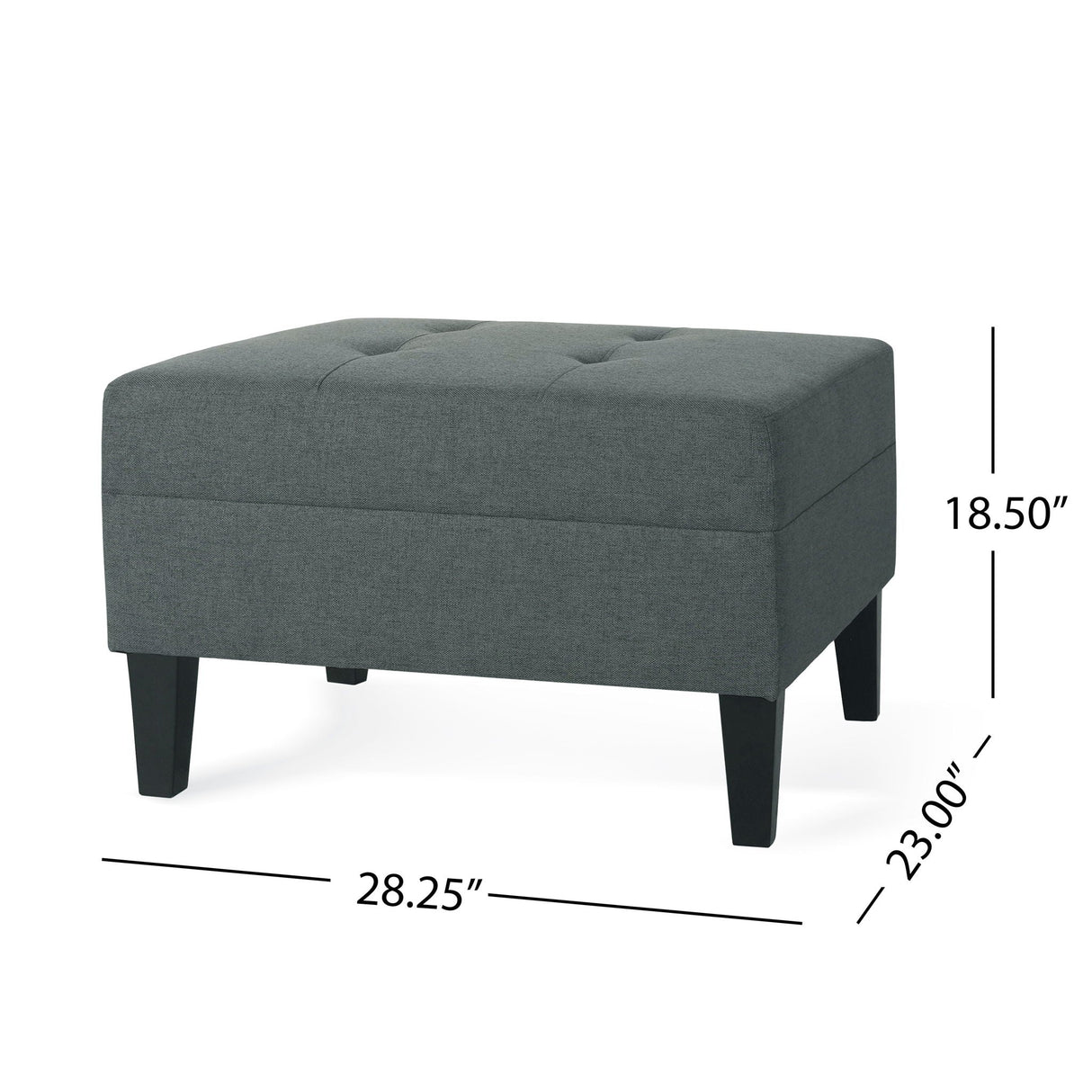 Classic Ottoman With Birch Wood Legs And Fabric Upholstery