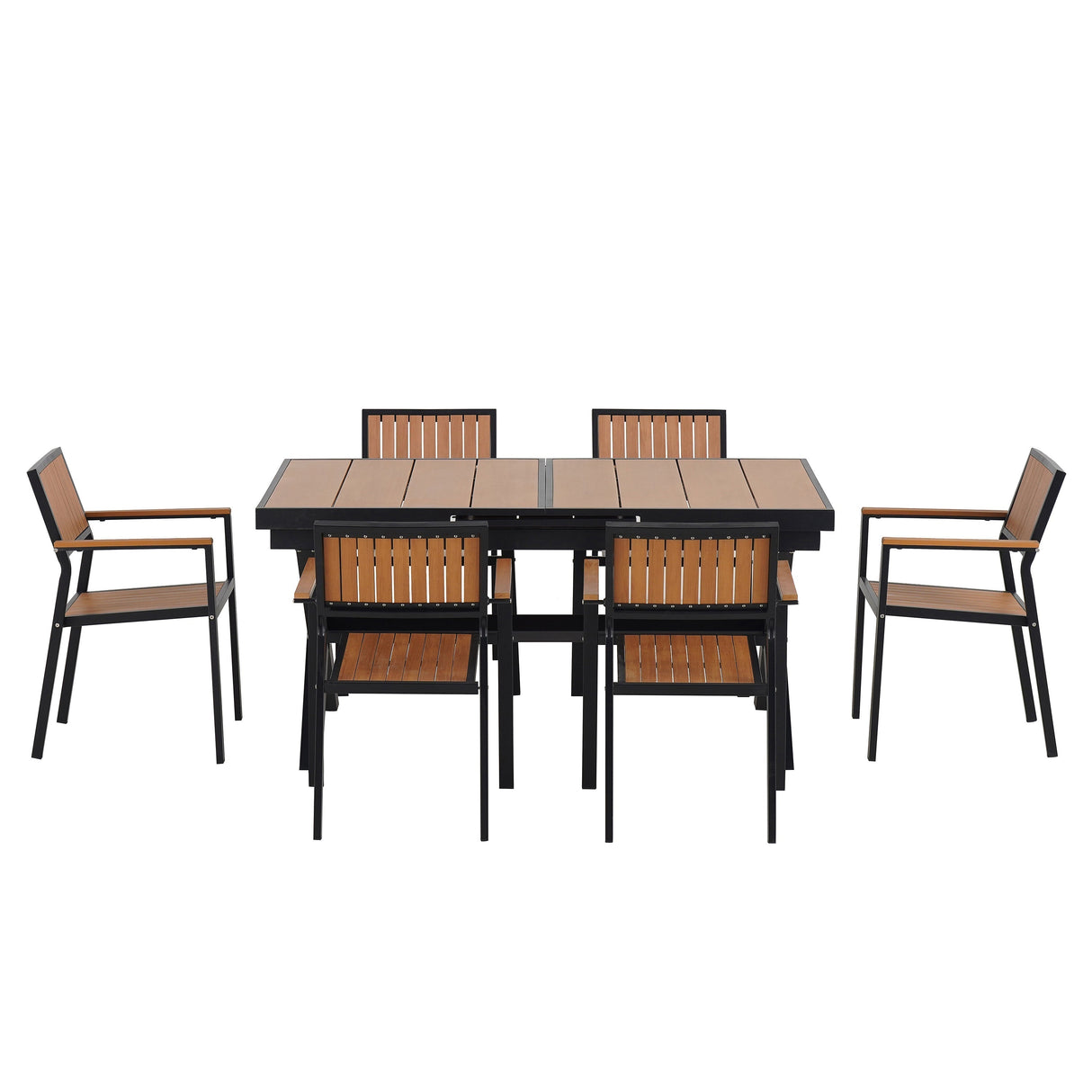 Outdoor Dining Set With Extendable Table And Six Chairs