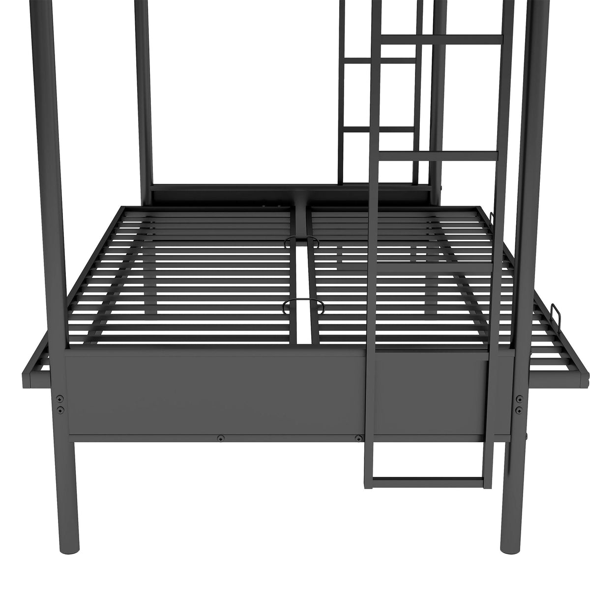 Twin Over Full Bunk Bed, Multifunction - Black
