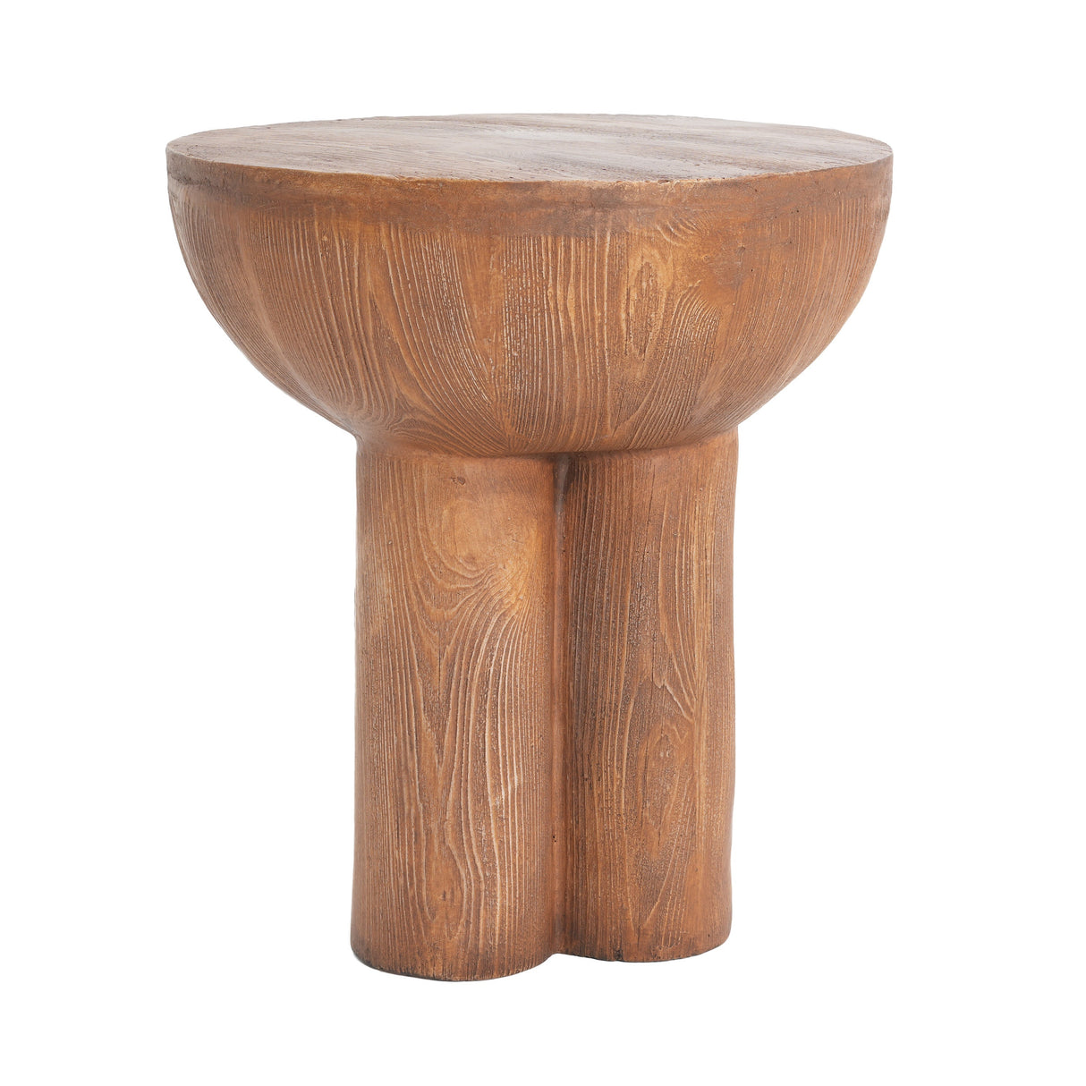 Iris Outdoor Patio Three-Legged Wood-Grain Side Table
