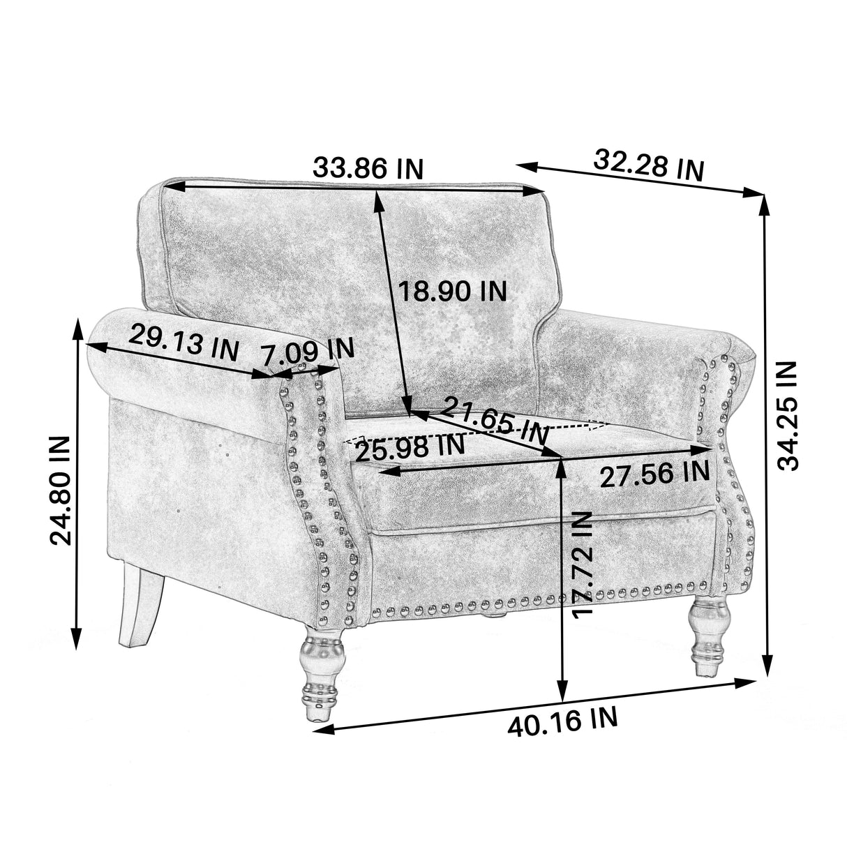 40.16 in Faux Leather Rolled Arm Sofa with Nailhead TrimBeige