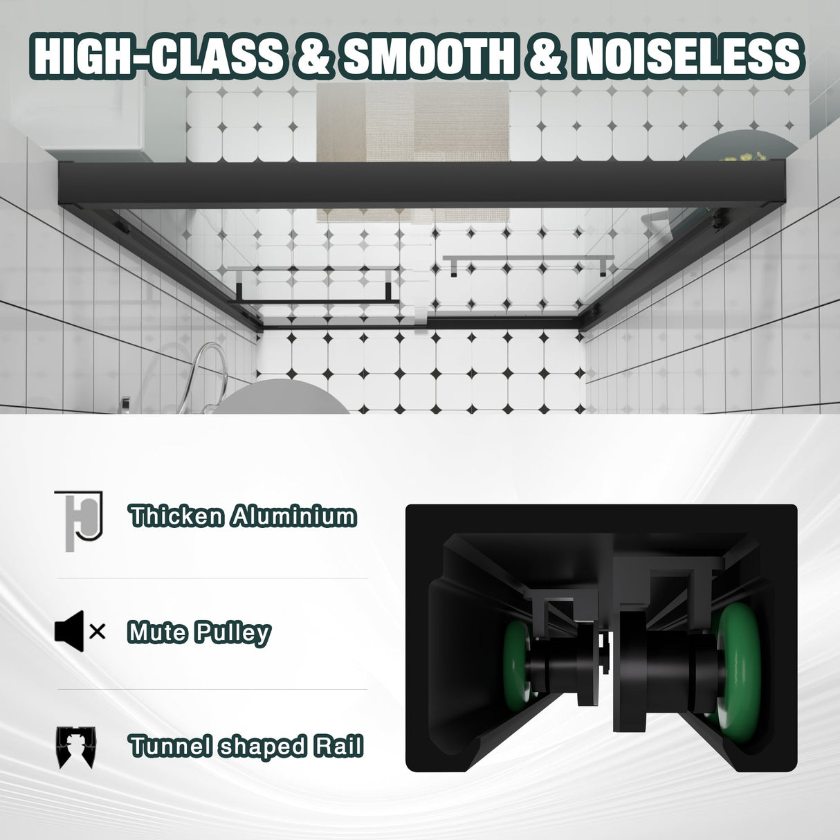 Aluminum Frame Double Sliding Shower Door - Bypass Bathroom Door
