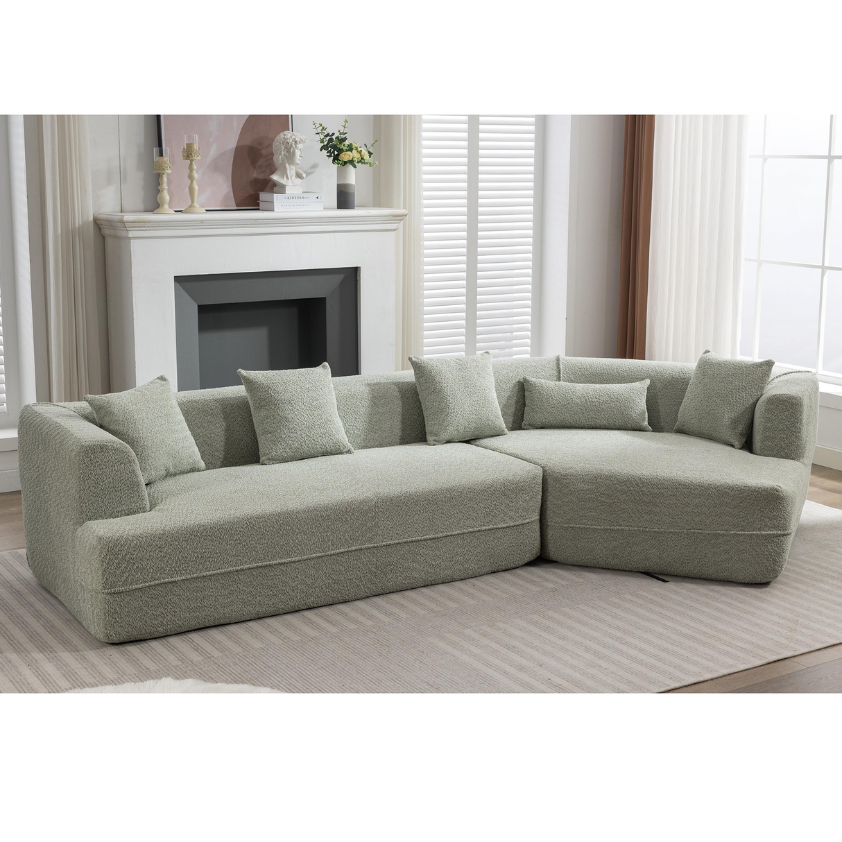 Modular Sofa Modern Minimalist Style Green Upholstered