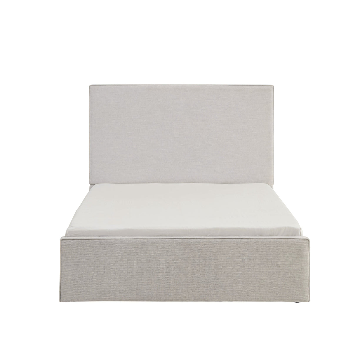 Lucas Tall Headboard Upholstered Bed in Textured Ivory Canvas