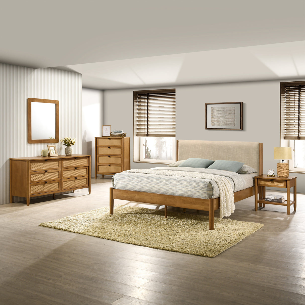 Vichy 5-Piece Rubberwood Queen Bedroom Set