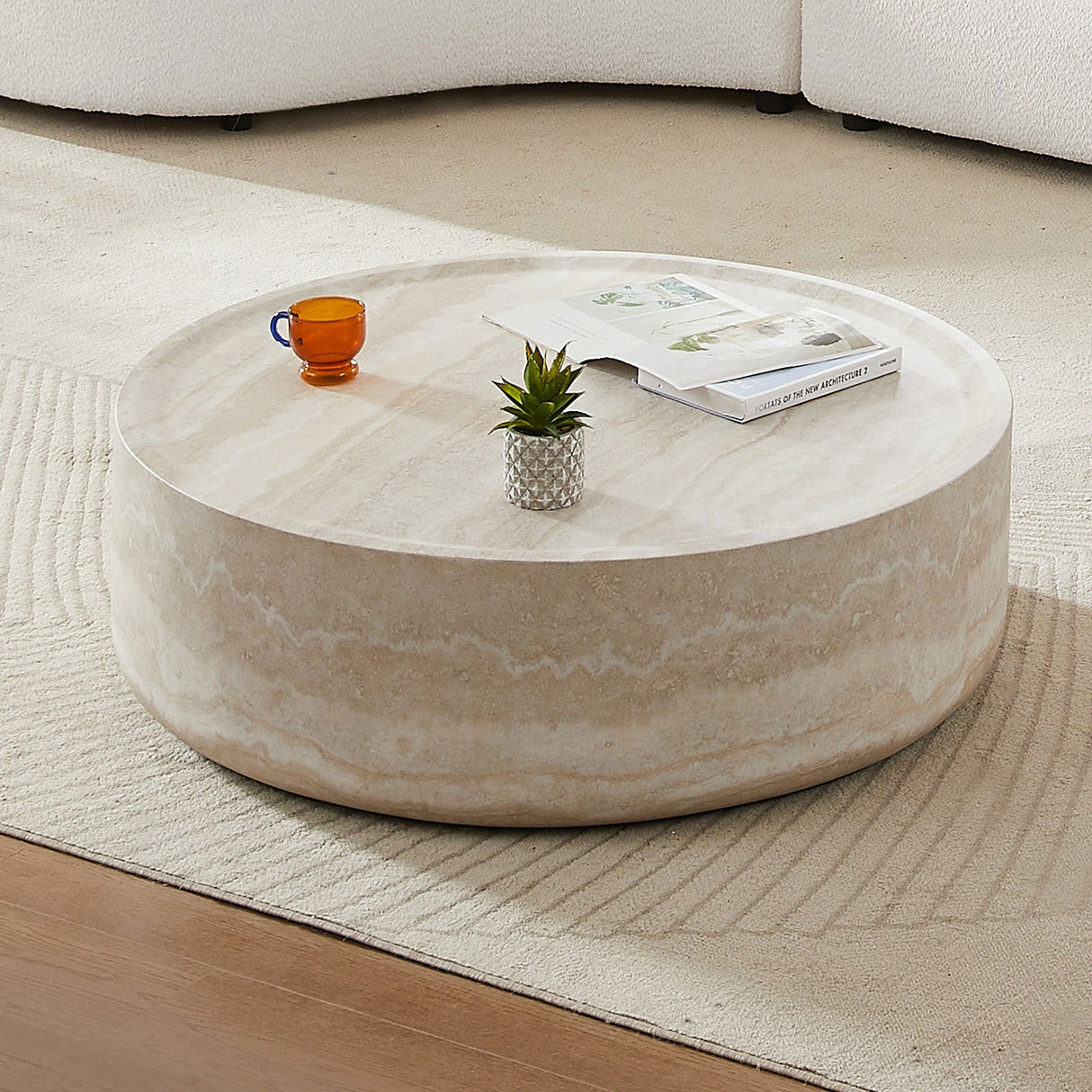39.37'' Faux MARS Pattern Round Coffee Table