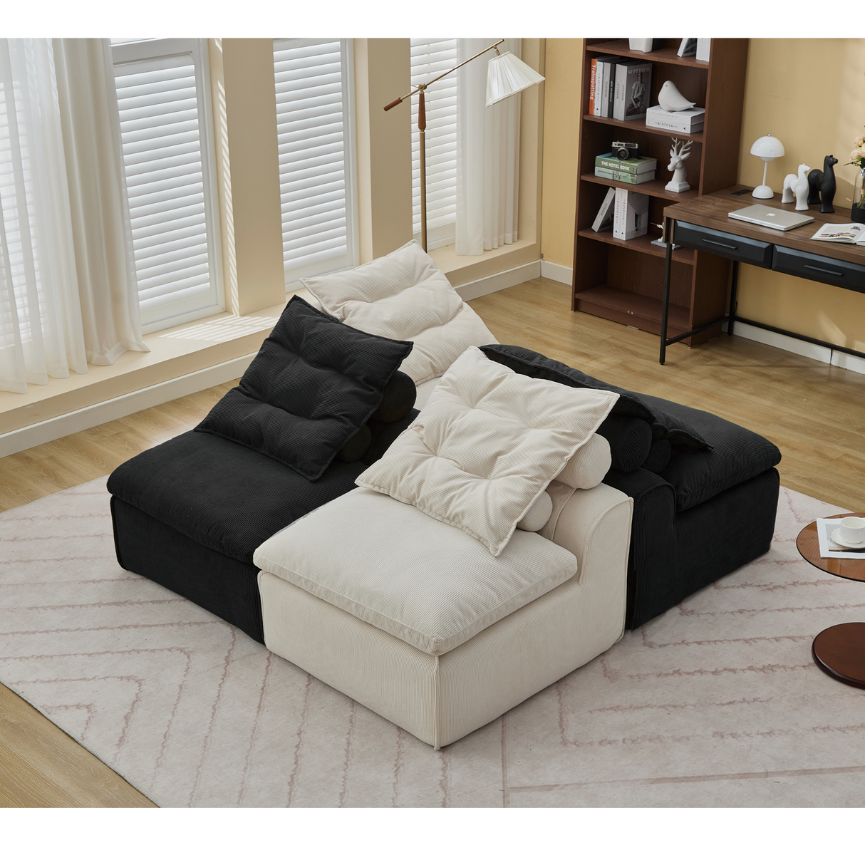 Modular Sofa No Armrests - BeigeBlack