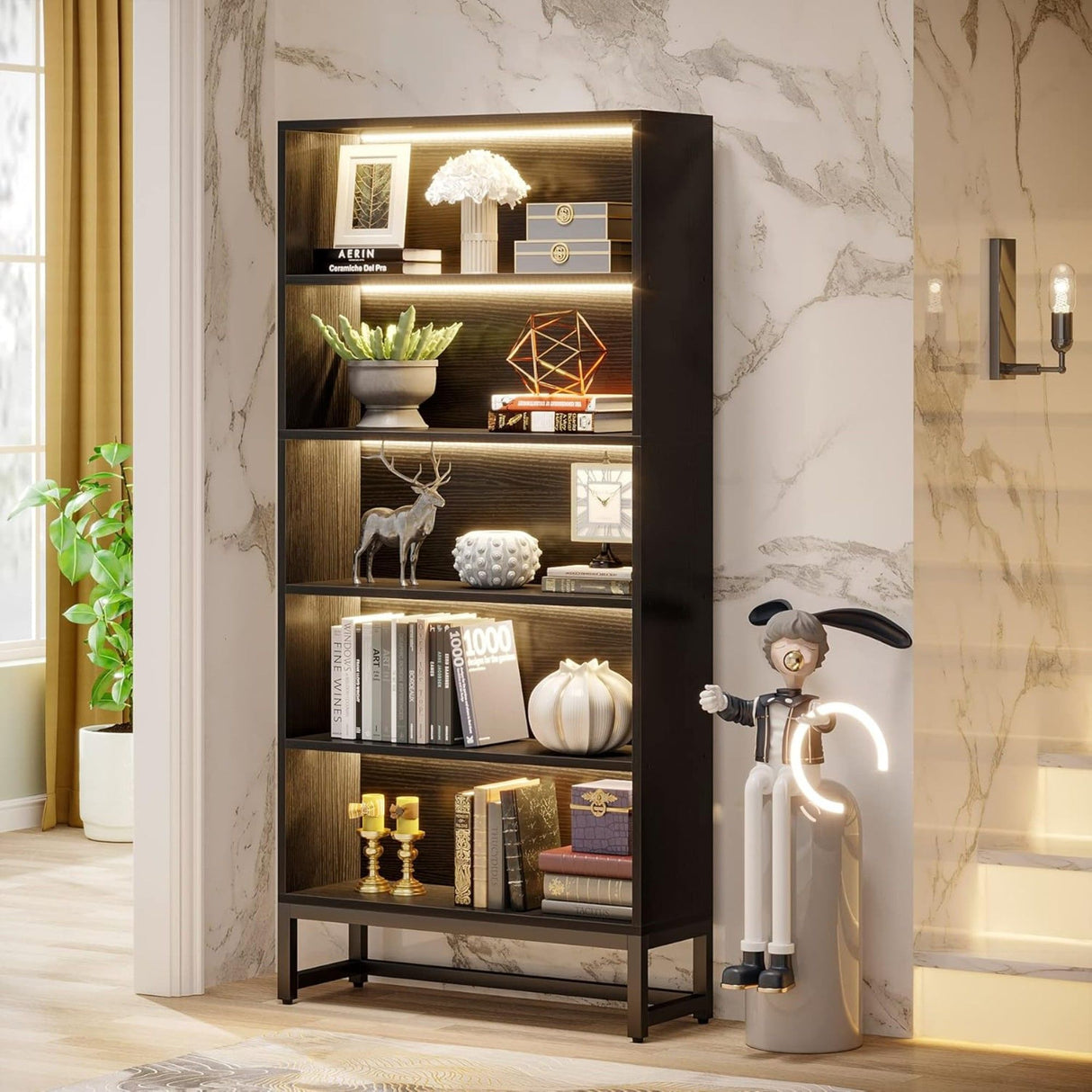5 Tier Heavy Duty Bookshelf For Living Room