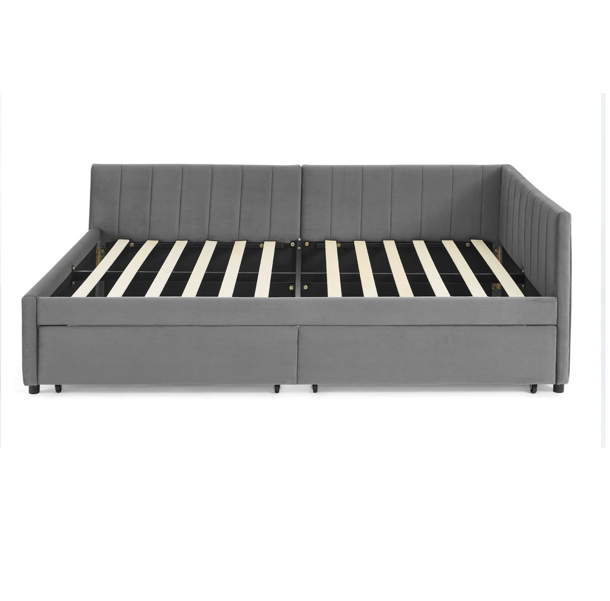Full Size Upholstered Tufted Bed Frame with Two Drawers