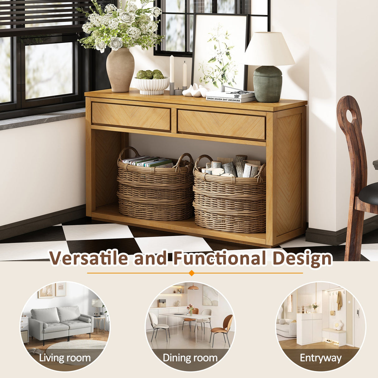 55' Console Table Natural