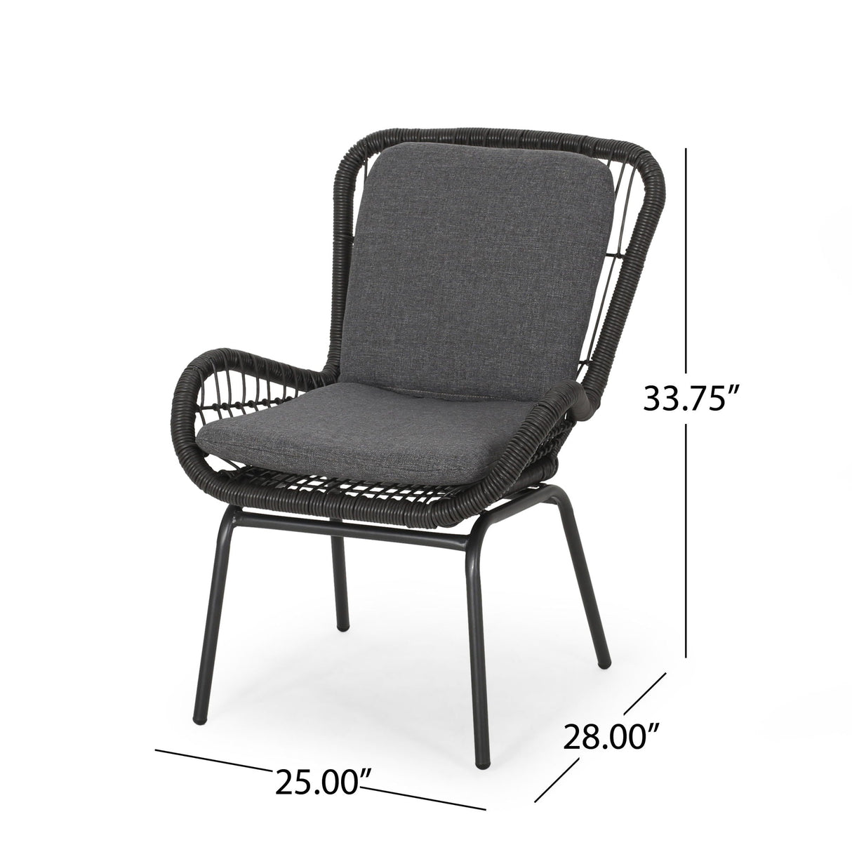 Outdoor Wicker Club Chair With Cushions (Set of 2)