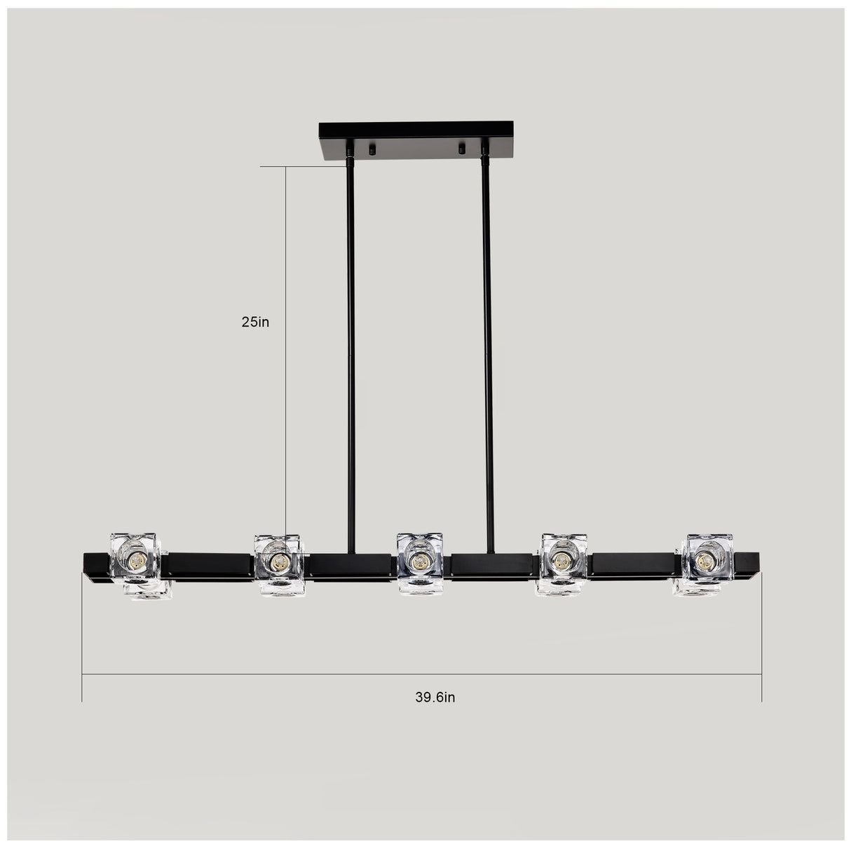 Rectangle Chandelier for Dining Room, 10-Light