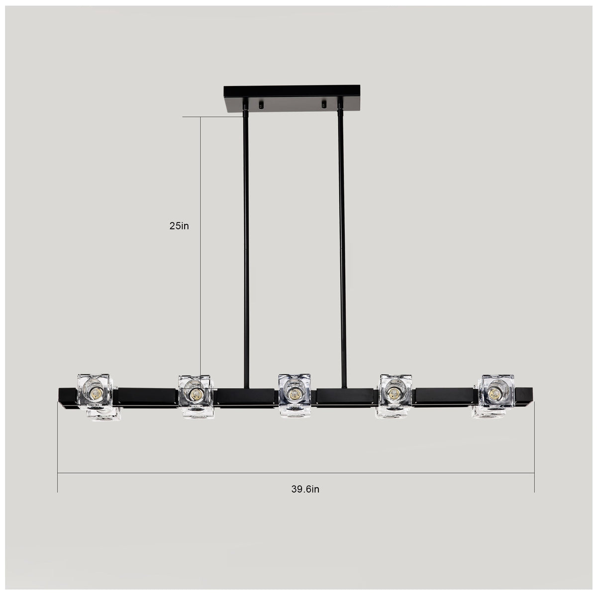 Rectangle Chandelier for Dining Room, 10-Light