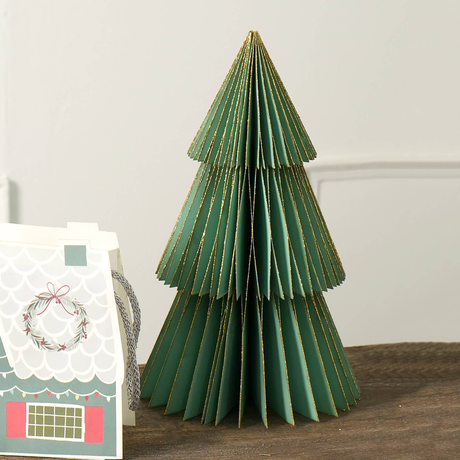 Green-Handmade-Paper-Tree--6.5'(Dia)-X-11'(H)--Festive-Decor-Christmas-Decor