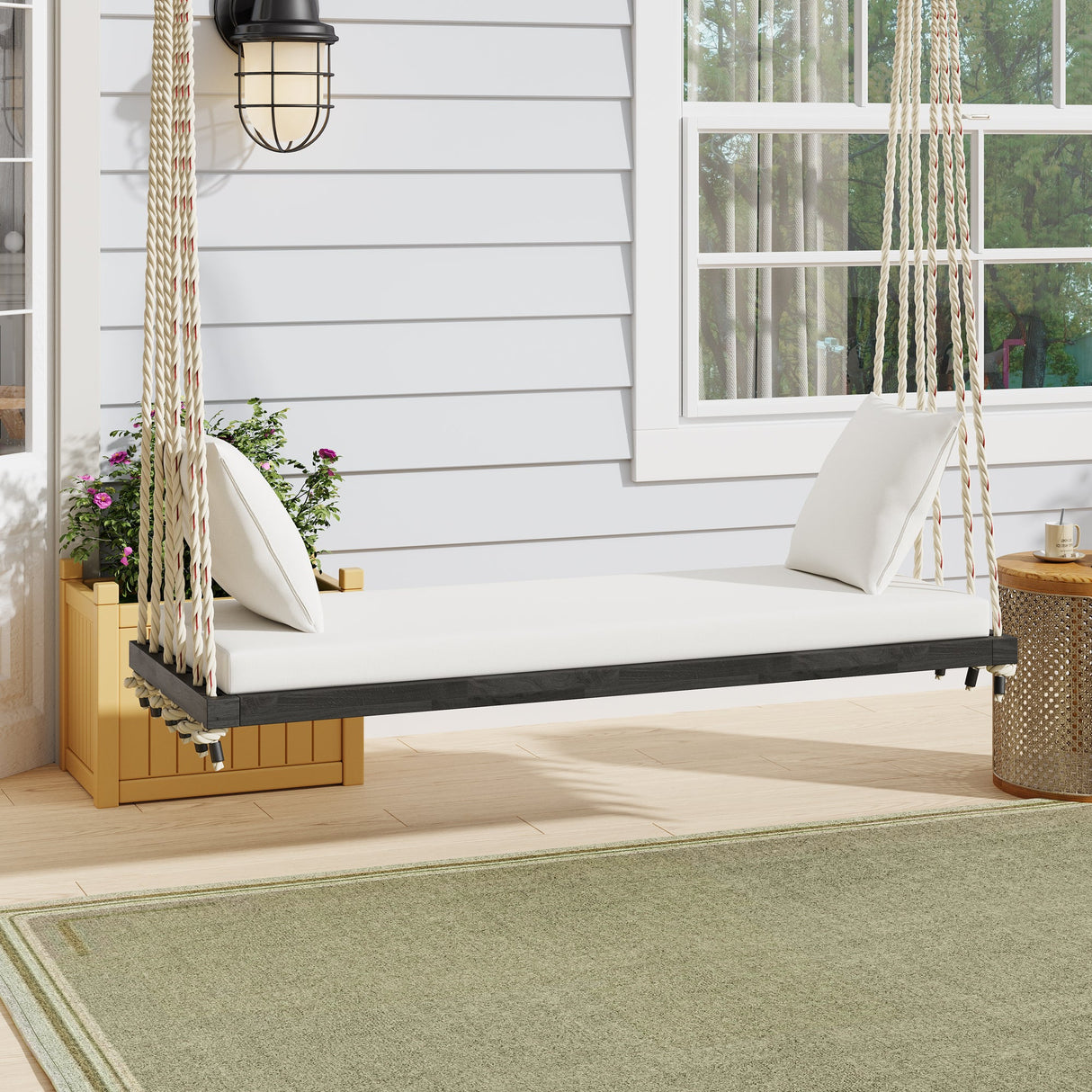 TOPMAX Patio Wooden Swing Chair